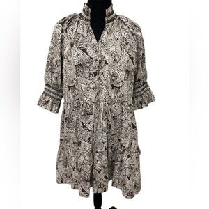 Hyacinth House Brown Floral Sawyer Mini Dress, a tiered mini dress